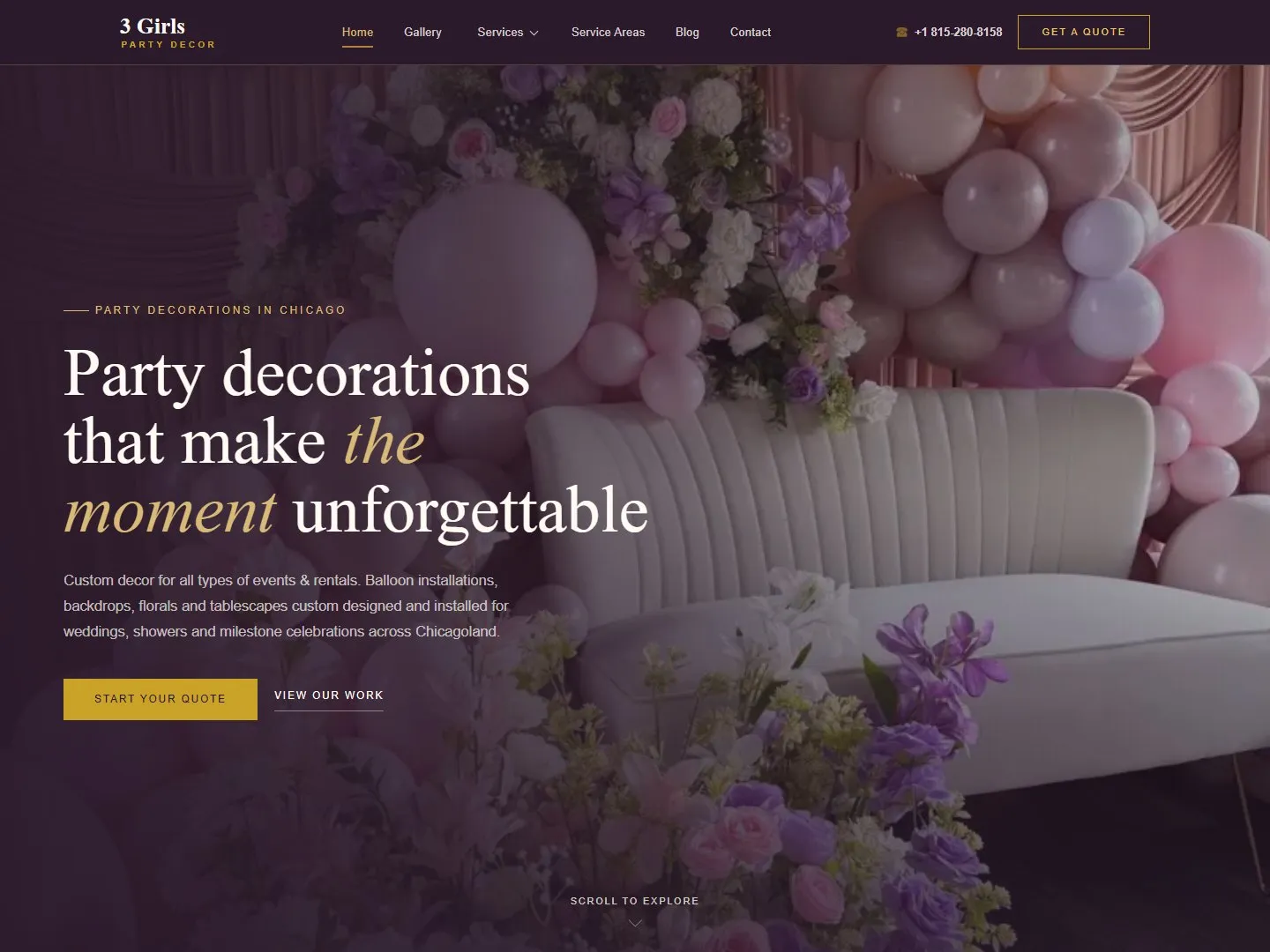 3 Girls Party Decor website
